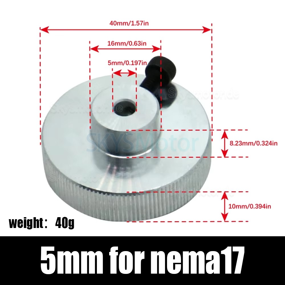 Handrad aus Aluminiumlegierung f&uuml;r Schrittmotoren (5 mm/ 6,35 mm/8 mm/14 mm) f&uuml;r Nema 17/23/34 Schrittmotoren